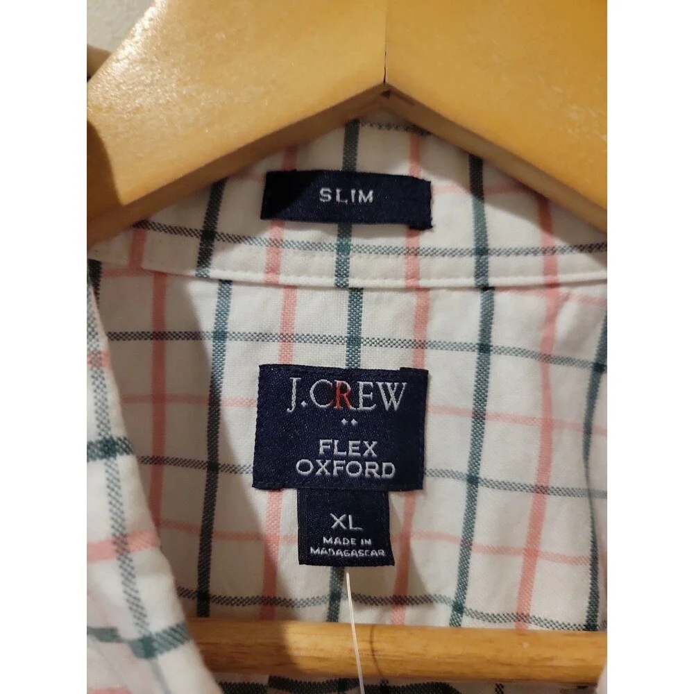 NWT J.Crew Flex Oxford Shirt Men’s XL BR887 Plaid Slim Fit Stretch Button Down